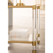 Essentials For Living Nouveau End Table ~ Brushed Brass, Lucite, Clear Glass