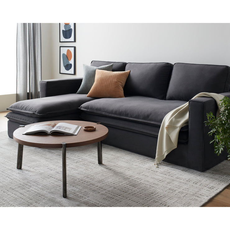 Surya Davis Modern Charcoal Slipcovered Sectional Sofa with Chaise