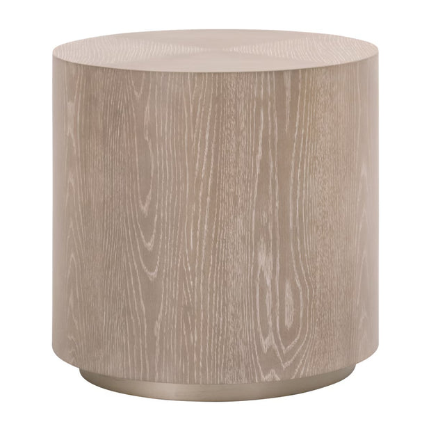 Essentials For Living Roto Large End Table ~ Natural Gray Oak, Brushed Silver