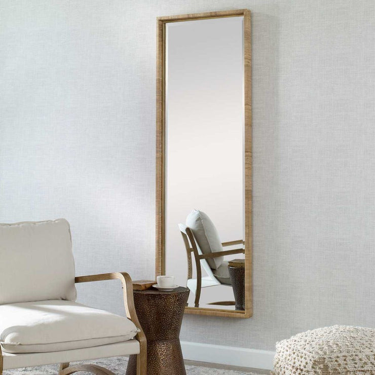 Uttermost Paradise Rattan Wrapped Antique Gold Iron Tall Mirror