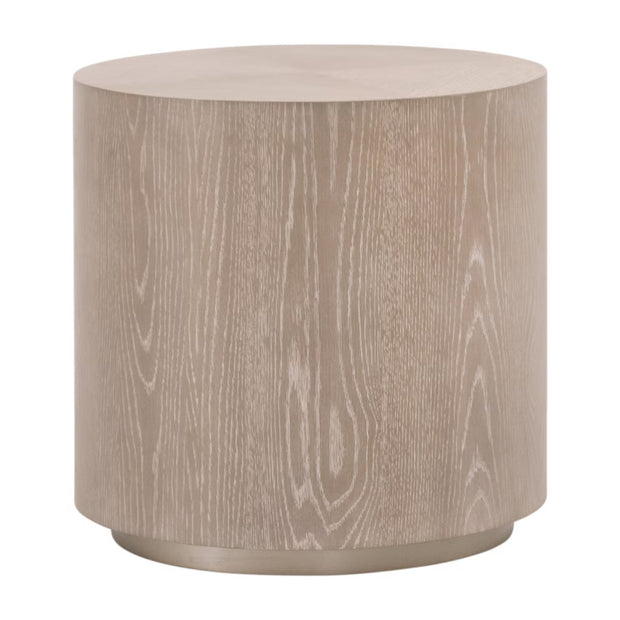 Essentials For Living Roto Large End Table ~ Natural Gray Oak, Brushed Silver