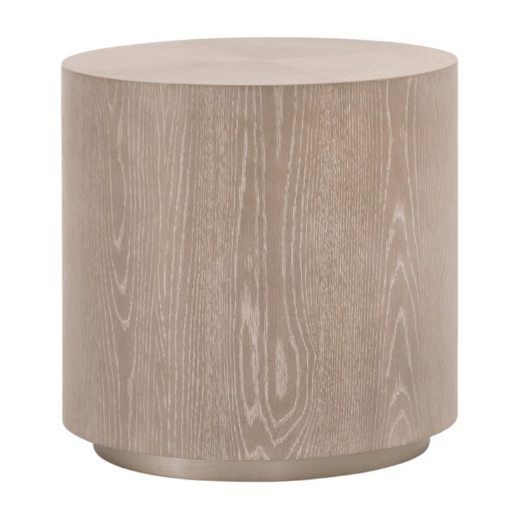 Essentials For Living Roto Large End Table ~ Natural Gray Oak, Brushed Silver
