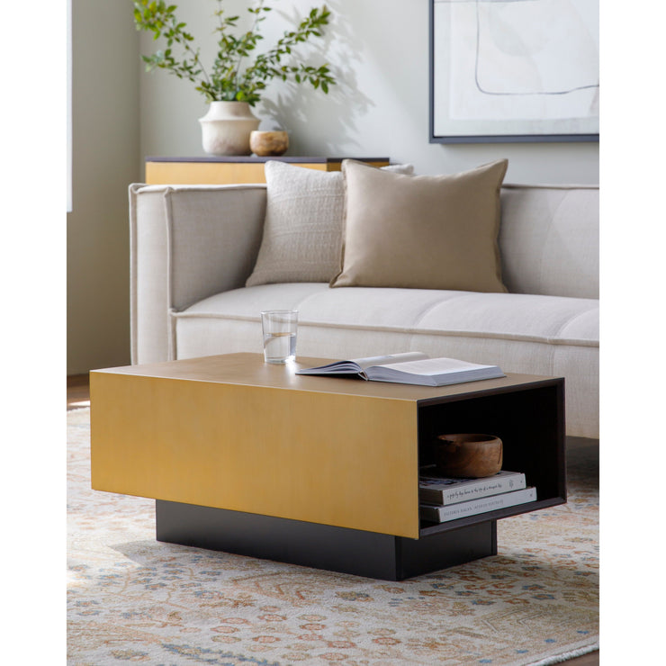 Surya Peaceful Modern Gold and Black Coffee Table