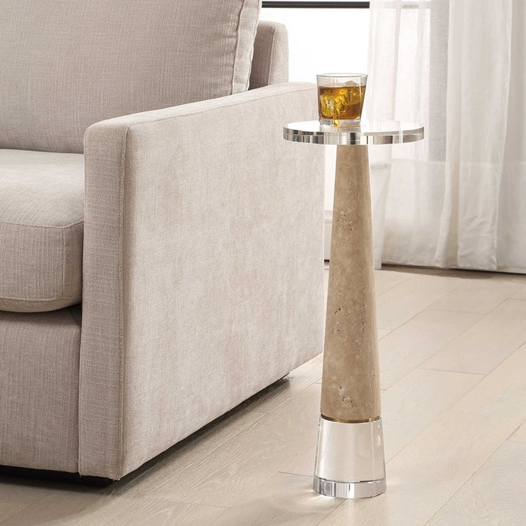 Uttermost Niari Crystal and Natural Travertine Drink Table