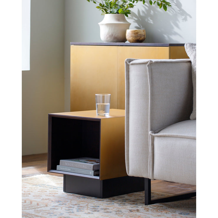 Surya Peaceful Modern Gold and Black Side Table