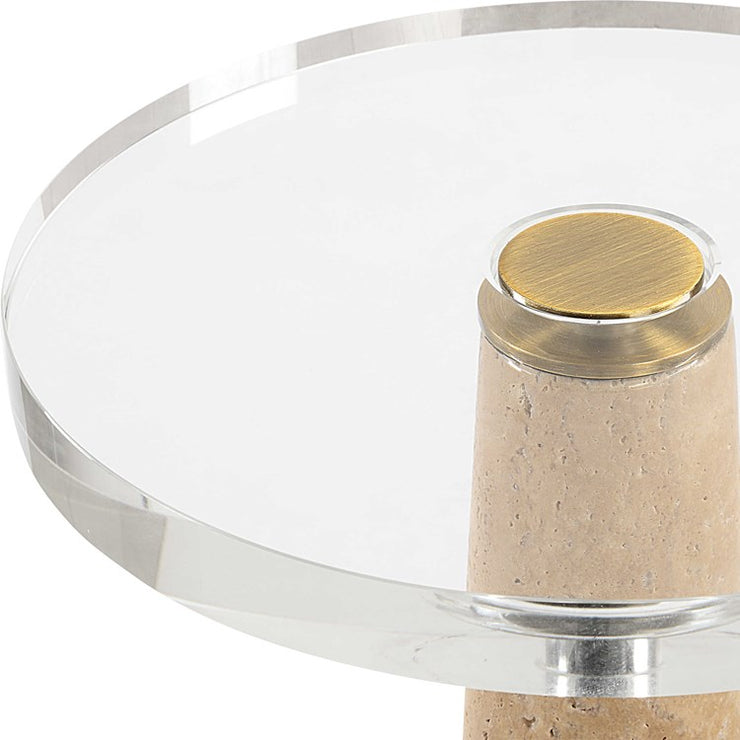 Uttermost Niari Crystal and Natural Travertine Drink Table