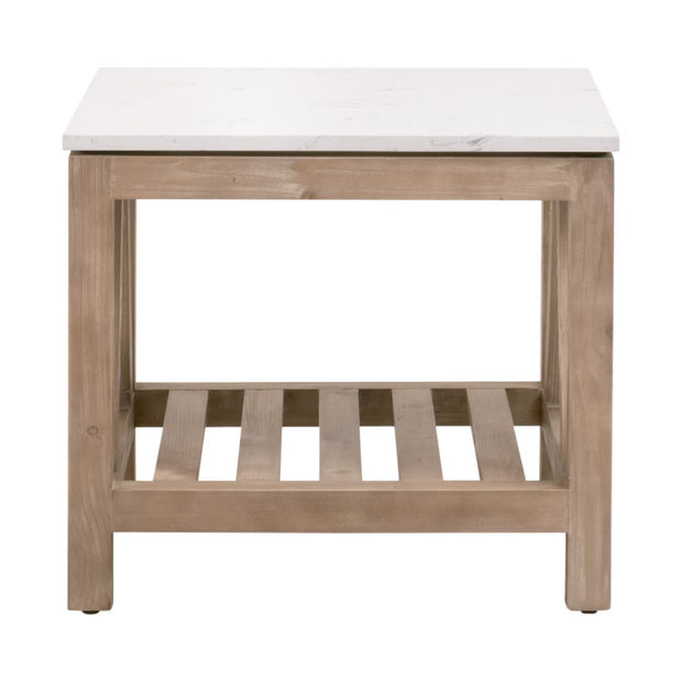 Essentials For Living Spruce End Table ~ Smoke Gray Pine, White Quartz