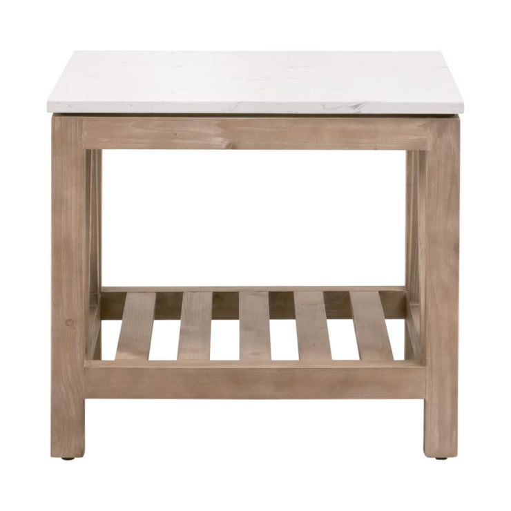 Essentials For Living Spruce End Table ~ Smoke Gray Pine, White Quartz