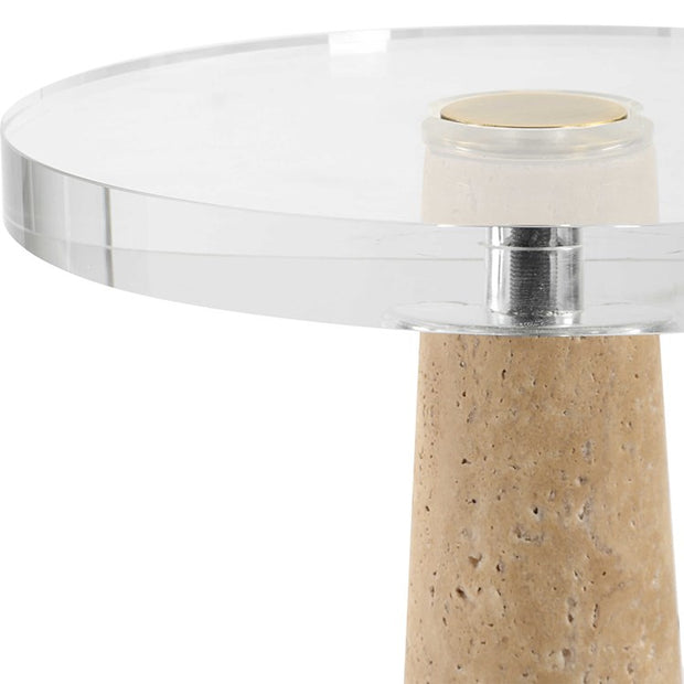 Uttermost Niari Crystal and Natural Travertine Drink Table