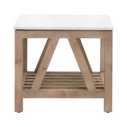 Essentials For Living Spruce End Table ~ Smoke Gray Pine, White Quartz