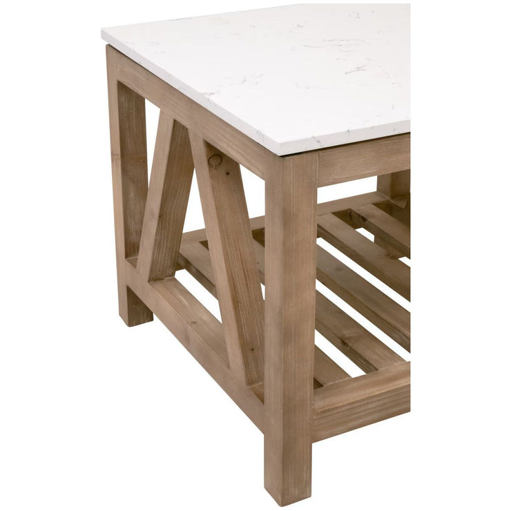 Essentials For Living Spruce End Table ~ Smoke Gray Pine, White Quartz