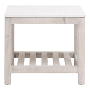 Essentials For Living Spruce End Table ~ White Wash Pine, White Quartz