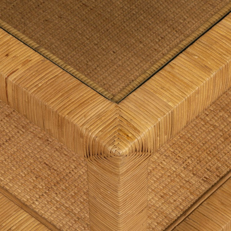 Uttermost Kensing Glass and Rattan Coffee Table