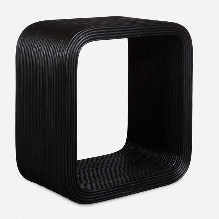 Uttermost Compton Black Rattan Side Table