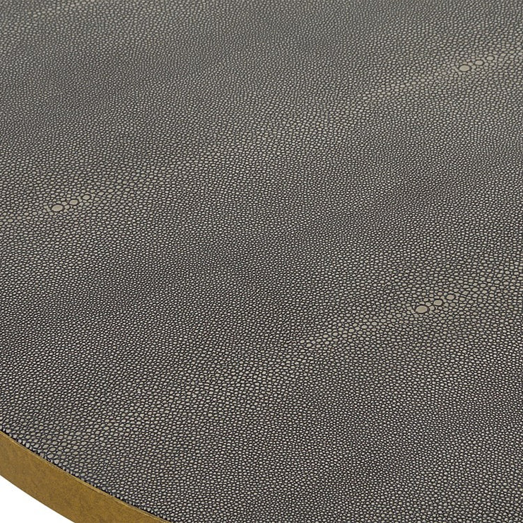 Uttermost Aragon Gray Shagreen Top with Brass Base Set of 2 Modern Round Nesting Coffee Tables