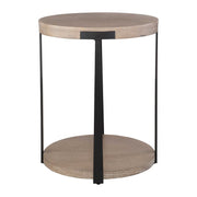 Uttermost Palisade Natural Finished Oak With Antiqued Gold Metal Modern Side Table