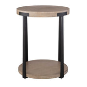 Uttermost Palisade Natural Finished Oak With Antiqued Gold Metal Modern Side Table