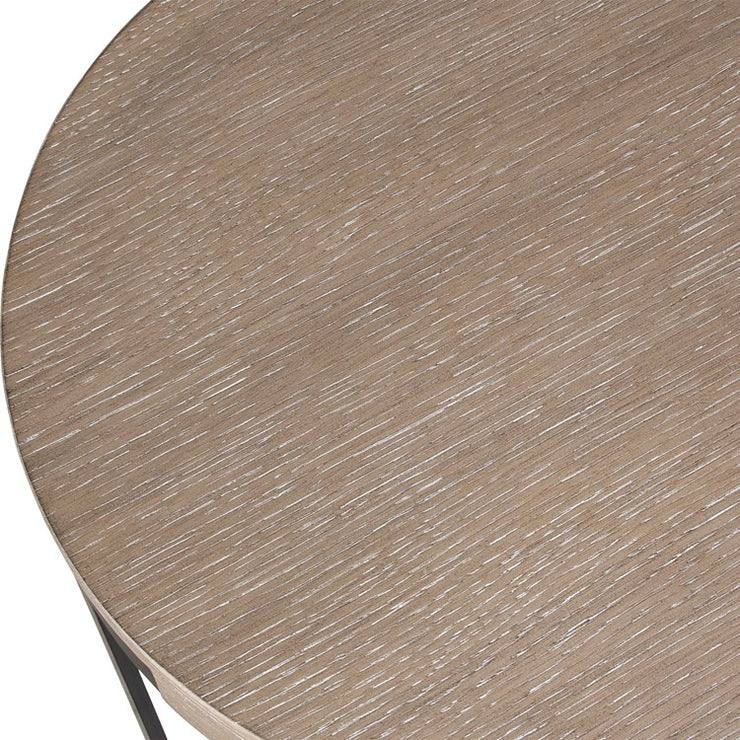 Uttermost Palisade Natural Finished Oak With Antiqued Gold Metal Modern Side Table