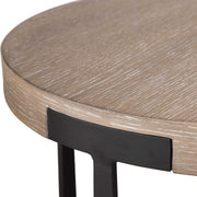 Uttermost Palisade Natural Finished Oak With Antiqued Gold Metal Modern Side Table