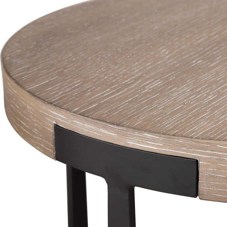 Uttermost Palisade Natural Finished Oak With Antiqued Gold Metal Modern Side Table