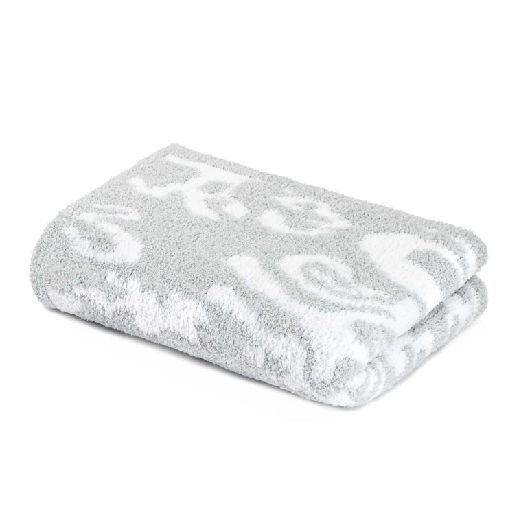 Kashwere Ultra Soft Ice Blue With White Damask Half Blanket