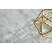 Essentials For Living Carrera Round Nesting Accent Table~ White Carrera Marble, Brushed Gold