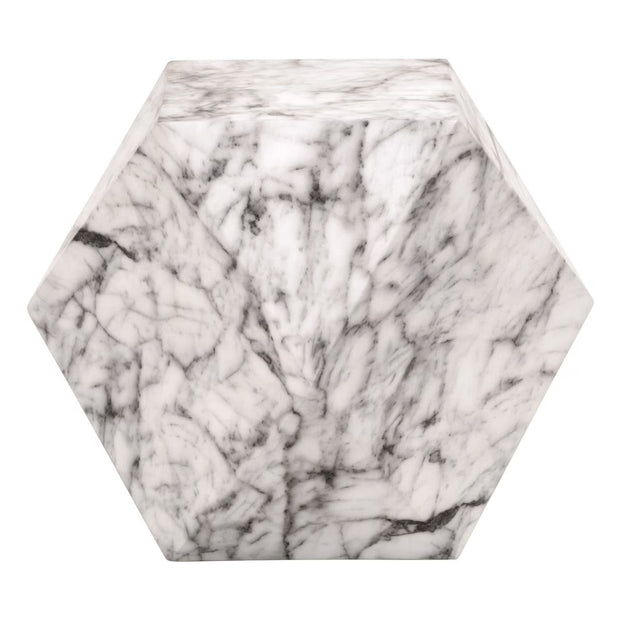 Essentials For Living Facet Accent Table ~ Ivory Marble Concrete