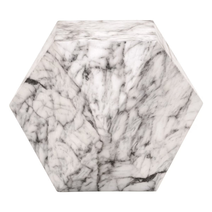 Essentials For Living Facet Accent Table ~ Ivory Marble Concrete