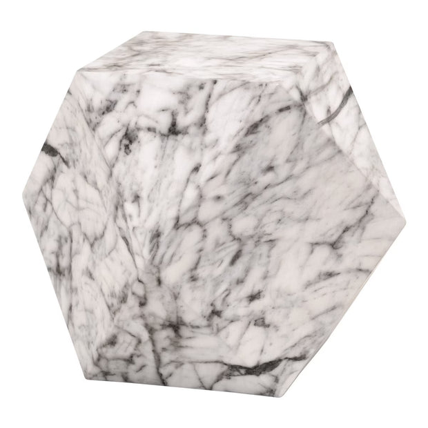 Essentials For Living Facet Accent Table ~ Ivory Marble Concrete