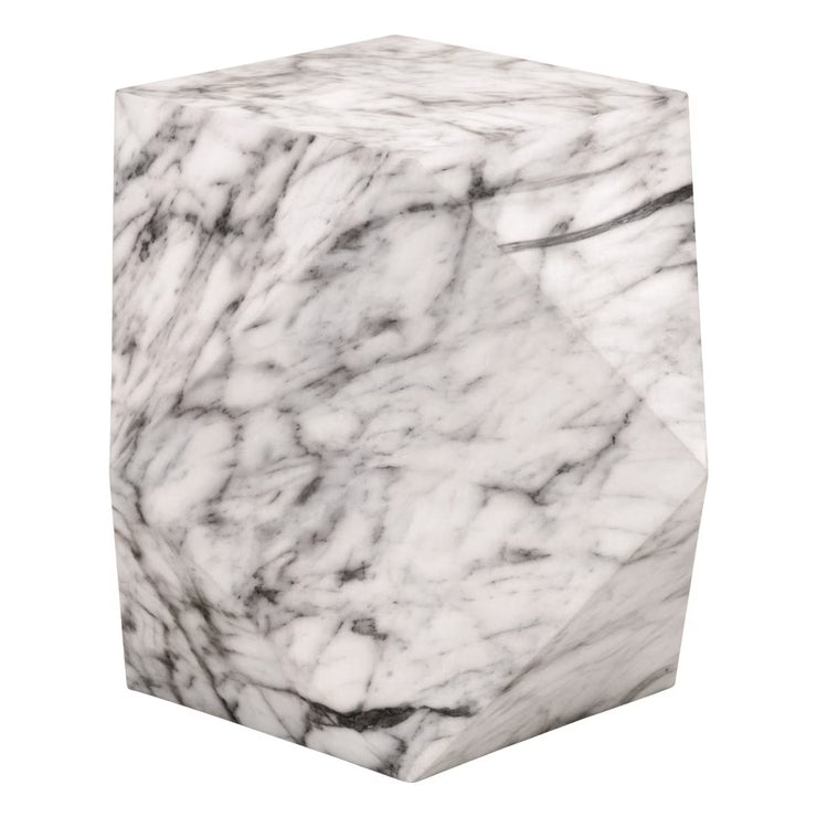 Essentials For Living Facet Accent Table ~ Ivory Marble Concrete