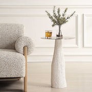 Uttermost Hollen White Cast Stone and Metal Accent Table