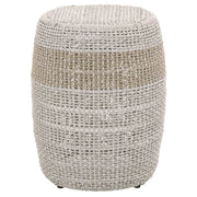 Essentials For Living Loom Accent Table~ Taupe & White Flat Rope, Taupe Stripe