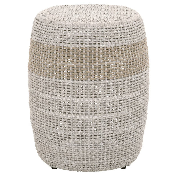Essentials For Living Loom Accent Table~ Taupe & White Flat Rope, Taupe Stripe