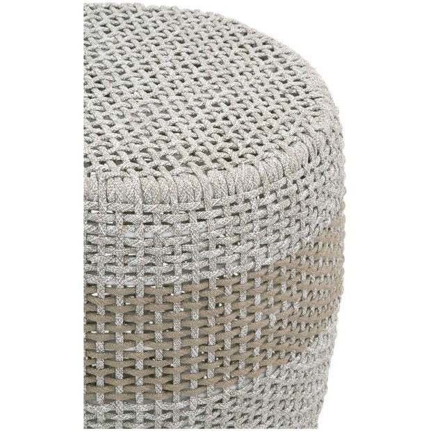 Essentials For Living Loom Accent Table~ Taupe & White Flat Rope, Taupe Stripe