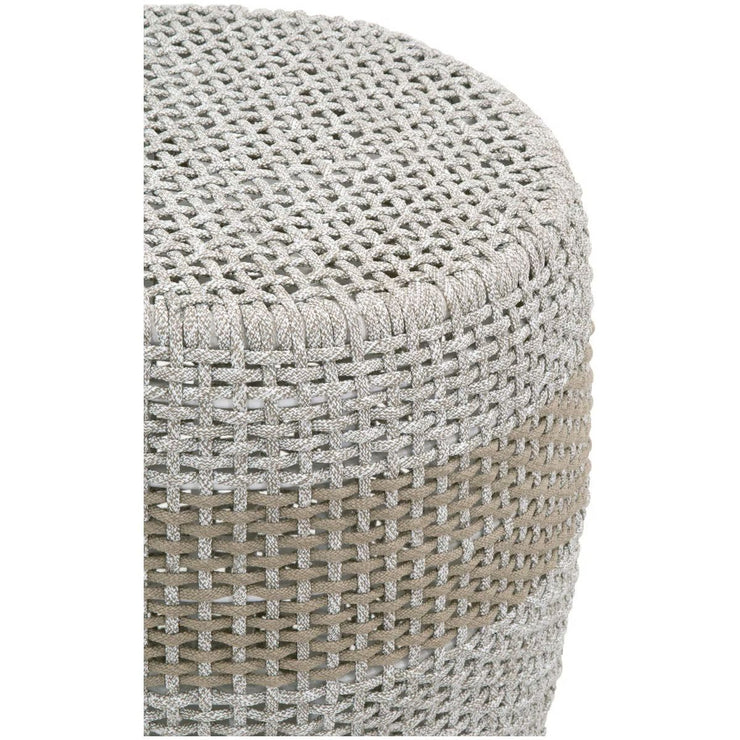 Essentials For Living Loom Accent Table~ Taupe & White Flat Rope, Taupe Stripe