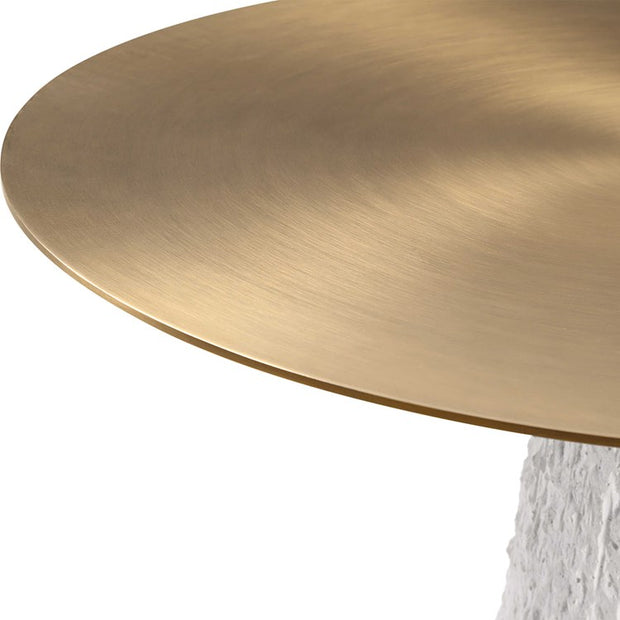 Uttermost Hollen White Cast Stone and Metal Accent Table