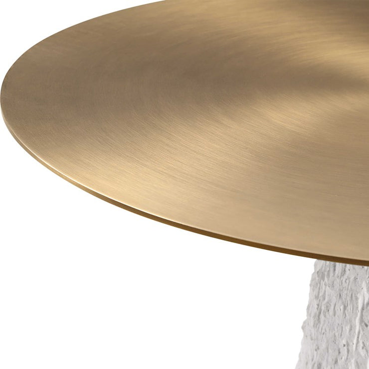 Uttermost Hollen White Cast Stone and Metal Accent Table