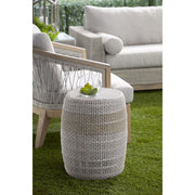 Essentials For Living Loom Accent Table~ Taupe & White Flat Rope, Taupe Stripe