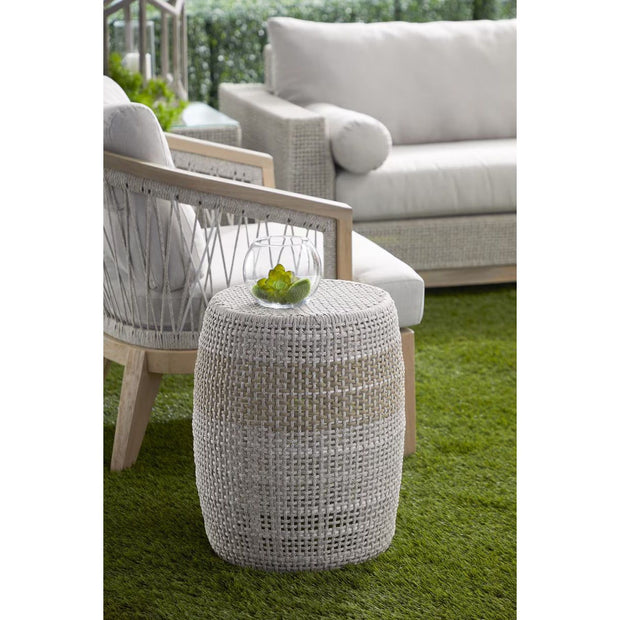 Essentials For Living Loom Accent Table~ Taupe & White Flat Rope, Taupe Stripe