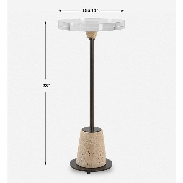 Uttermost Arthur Crystal and Travertine Drink Table