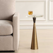 Uttermost Holton Brushed Brass and Marble Round Accent Table