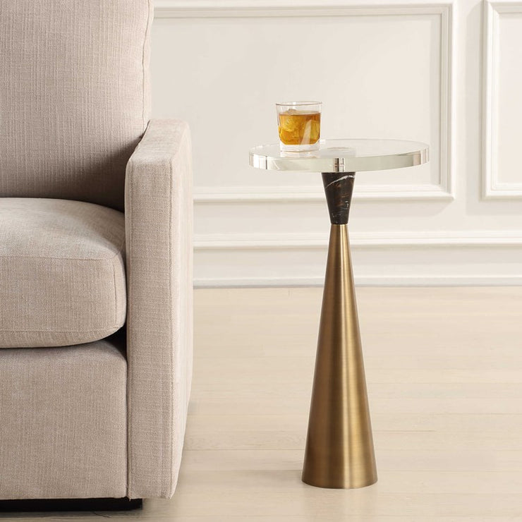 Uttermost Holton Brushed Brass and Marble Round Accent Table