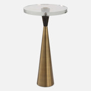 Uttermost Holton Brushed Brass and Marble Round Accent Table