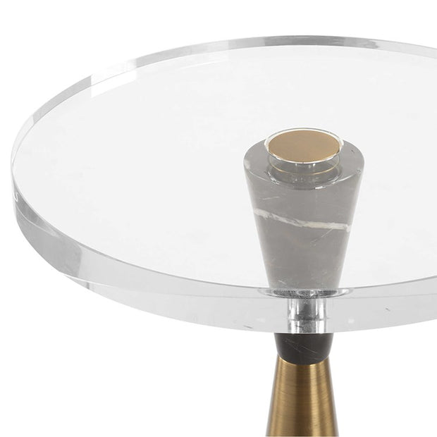 Uttermost Holton Brushed Brass and Marble Round Accent Table