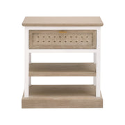 Essentials For Living Weave 1-Drawer Side Table~ Smoke Gray Oak, White Painted Oak