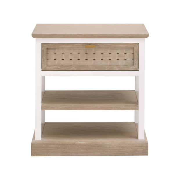 Essentials For Living Weave 1-Drawer Side Table~ Smoke Gray Oak, White Painted Oak