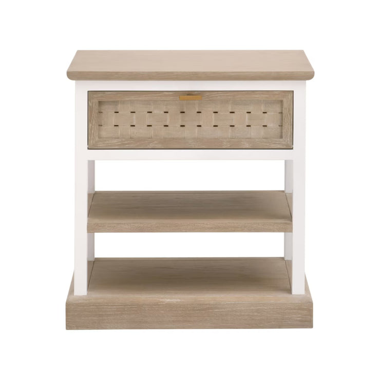 Essentials For Living Weave 1-Drawer Side Table~ Smoke Gray Oak, White Painted Oak