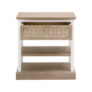 Essentials For Living Weave 1-Drawer Side Table~ Smoke Gray Oak, White Painted Oak