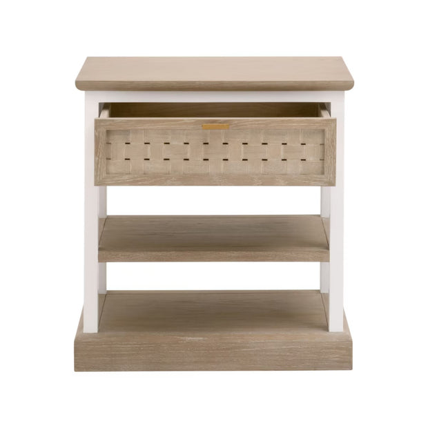 Essentials For Living Weave 1-Drawer Side Table~ Smoke Gray Oak, White Painted Oak