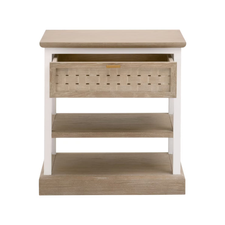 Essentials For Living Weave 1-Drawer Side Table~ Smoke Gray Oak, White Painted Oak